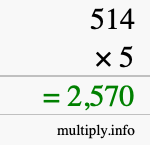 How to calculate 514 times 5 using long multiplication How to calculate 514 times 5 using long multiplication