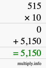 How to calculate 515 times 10 using long multiplication How to calculate 515 times 10 using long multiplication