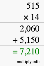 How to calculate 515 times 14 using long multiplication How to calculate 515 times 14 using long multiplication
