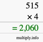 How to calculate 515 times 4 using long multiplication How to calculate 515 times 4 using long multiplication