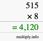 How to calculate 515 times 8 using long multiplication How to calculate 515 times 8 using long multiplication
