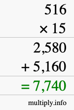 How to calculate 516 times 15 using long multiplication How to calculate 516 times 15 using long multiplication