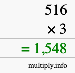 How to calculate 516 times 3 using long multiplication How to calculate 516 times 3 using long multiplication