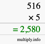 How to calculate 516 times 5 using long multiplication How to calculate 516 times 5 using long multiplication