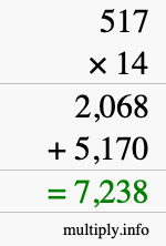 How to calculate 517 times 14 using long multiplication How to calculate 517 times 14 using long multiplication