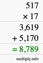 How to calculate 517 times 17 using long multiplication How to calculate 517 times 17 using long multiplication