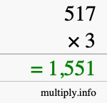 How to calculate 517 times 3 using long multiplication How to calculate 517 times 3 using long multiplication