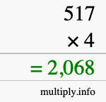 How to calculate 517 times 4 using long multiplication How to calculate 517 times 4 using long multiplication