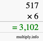 How to calculate 517 times 6 using long multiplication How to calculate 517 times 6 using long multiplication