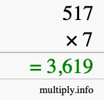 How to calculate 517 times 7 using long multiplication How to calculate 517 times 7 using long multiplication