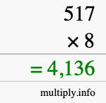 How to calculate 517 times 8 using long multiplication How to calculate 517 times 8 using long multiplication