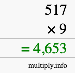 How to calculate 517 times 9 using long multiplication How to calculate 517 times 9 using long multiplication