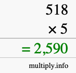 How to calculate 518 times 5 using long multiplication How to calculate 518 times 5 using long multiplication