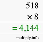 How to calculate 518 times 8 using long multiplication
