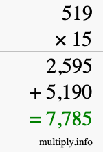How to calculate 519 times 15 using long multiplication How to calculate 519 times 15 using long multiplication