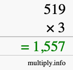 How to calculate 519 times 3 using long multiplication How to calculate 519 times 3 using long multiplication