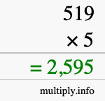 How to calculate 519 times 5 using long multiplication How to calculate 519 times 5 using long multiplication