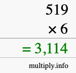 How to calculate 519 times 6 using long multiplication How to calculate 519 times 6 using long multiplication