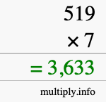 How to calculate 519 times 7 using long multiplication How to calculate 519 times 7 using long multiplication