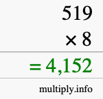How to calculate 519 times 8 using long multiplication How to calculate 519 times 8 using long multiplication