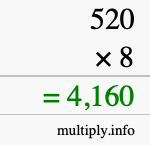 How to calculate 520 times 8 using long multiplication How to calculate 520 times 8 using long multiplication