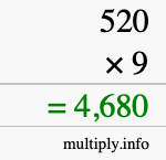 How to calculate 520 times 9 using long multiplication How to calculate 520 times 9 using long multiplication