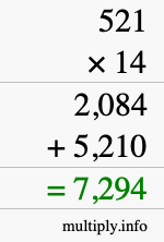 How to calculate 521 times 14 using long multiplication How to calculate 521 times 14 using long multiplication