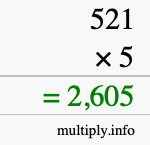 How to calculate 521 times 5 using long multiplication How to calculate 521 times 5 using long multiplication