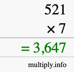 How to calculate 521 times 7 using long multiplication How to calculate 521 times 7 using long multiplication