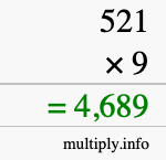 How to calculate 521 times 9 using long multiplication How to calculate 521 times 9 using long multiplication