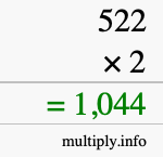How to calculate 522 times 2 using long multiplication How to calculate 522 times 2 using long multiplication