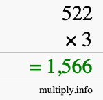 How to calculate 522 times 3 using long multiplication How to calculate 522 times 3 using long multiplication