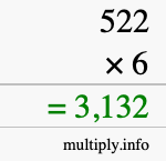 How to calculate 522 times 6 using long multiplication How to calculate 522 times 6 using long multiplication