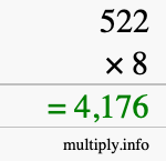 How to calculate 522 times 8 using long multiplication How to calculate 522 times 8 using long multiplication