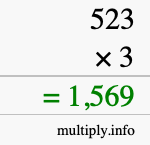 How to calculate 523 times 3 using long multiplication How to calculate 523 times 3 using long multiplication