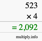 How to calculate 523 times 4 using long multiplication How to calculate 523 times 4 using long multiplication
