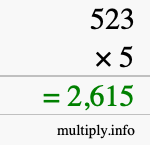 How to calculate 523 times 5 using long multiplication How to calculate 523 times 5 using long multiplication