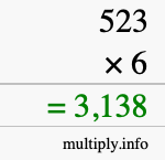 How to calculate 523 times 6 using long multiplication How to calculate 523 times 6 using long multiplication