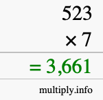 How to calculate 523 times 7 using long multiplication How to calculate 523 times 7 using long multiplication