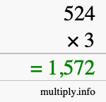 How to calculate 524 times 3 using long multiplication How to calculate 524 times 3 using long multiplication
