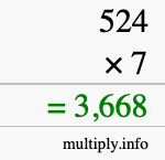 How to calculate 524 times 7 using long multiplication How to calculate 524 times 7 using long multiplication