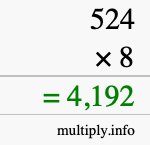 How to calculate 524 times 8 using long multiplication How to calculate 524 times 8 using long multiplication