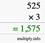 How to calculate 525 times 3 using long multiplication How to calculate 525 times 3 using long multiplication