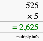 How to calculate 525 times 5 using long multiplication How to calculate 525 times 5 using long multiplication
