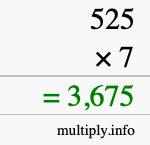 How to calculate 525 times 7 using long multiplication