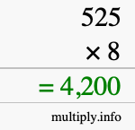 How to calculate 525 times 8 using long multiplication How to calculate 525 times 8 using long multiplication