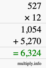 How to calculate 527 times 12 using long multiplication How to calculate 527 times 12 using long multiplication