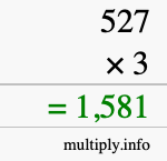 How to calculate 527 times 3 using long multiplication How to calculate 527 times 3 using long multiplication
