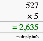 How to calculate 527 times 5 using long multiplication How to calculate 527 times 5 using long multiplication