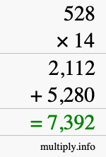 How to calculate 528 times 14 using long multiplication How to calculate 528 times 14 using long multiplication